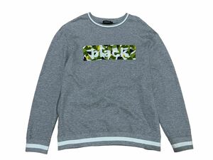 美品 BLACK LABEL 長袖 トレーナー トップス スウェット 長袖 春 グレー メンズ Lサイズ カジュアル シンプル 刺繍