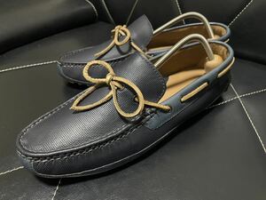 使用僅か COLE HAAN コールハーン 8.5M≒26cm C24514 レザーシューズ モカシン デッキシューズ ドライビングシューズ Uチップ ダークNVY