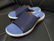 未使用 COLE HAAN コールハーン C27643 7M≒24.5cm 2.0グランド サンダル 軽量 ネイビースカイブルー レザー 春夏 ロゴ型押し_画像1