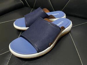 未使用 COLE HAAN コールハーン C27643 7M≒24.5cm 2.0グランド サンダル 軽量 ネイビースカイブルー レザー 春夏 ロゴ型押し