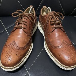 極美品 COLE HAAN コールハーン C21133 7.5M≒ 25cm レザーシューズ レザースニーカー ビジネスシューズ ウイングチップ メダリオン 茶の画像3