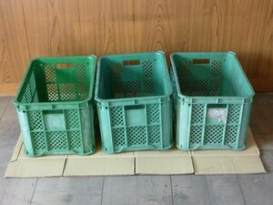 ** sun ko- sun tenor B#50( ear have ) green ×3 piece / #1 container collection container .. container baseball ball inserting ceramics transportation basket basket //USED**