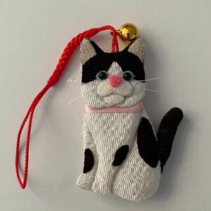 ちりめん細工 ハンドメイド ストラップ 猫