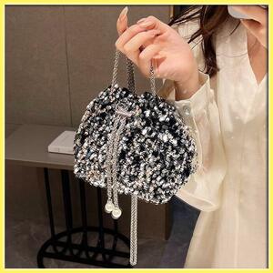  pouch spangled party bag shoulder bag Kirakira wedding . call silver new goods stylish lovely pearl Korea 