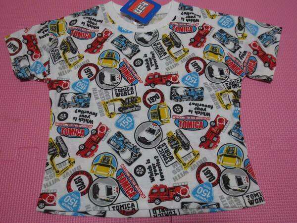 新品 95 トミカ 半袖Tシャツ パトカー 消防車 ブルドーザー パワーショベル ミキサー車 働く車柄 パトロールカー 綿100％ 男の子 送料無料