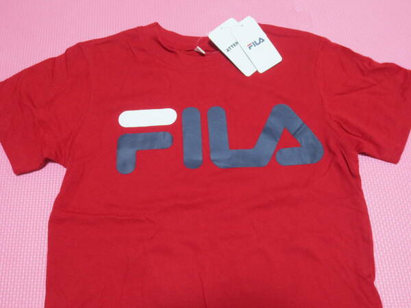 新品 140 FILA 半袖Tシャツ 赤 綿100％ フィラ ロゴプリントTシャツ 男の子 女の子 夏物 スポーツブランド スポ少 小学生 130cm〜 送料無料