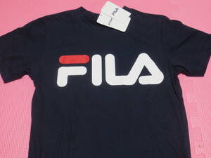 新品 140 FILA 半袖Tシャツ 紺 綿100％ フィラ ロゴプリントTシャツ 男の子 女の子 夏物 スポーツブランド スポ少 小学生 130cm〜 送料無料