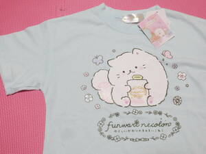 新品 120 ふんわりねころん 半袖Tシャツ 水色 ラメプリント やさしいかおりのまぁるいこねこ かわいい 子猫 子供 女の子 110cm〜 送料無料