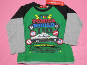 新品 100 トミカ 長袖Tシャツ パトカー トヨタ クラウン パトロールカー 信号機 標識 綿100％ 半袖Tシャツ重ね着風 男の子 95cm～ 送料無料