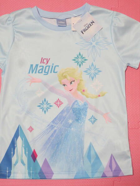 新品 130 アナと雪の女王 半袖Tシャツ 水色 雪の結晶柄 ディズニープリンセス エルサ 子供 小学生 女の子 夏物 120cm～ 送料無料