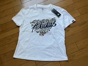 ! new goods tag attaching Adidas adidas Leopard graphic short sleeves T-shirt regular price 2,739 jpy white OT Dance training 