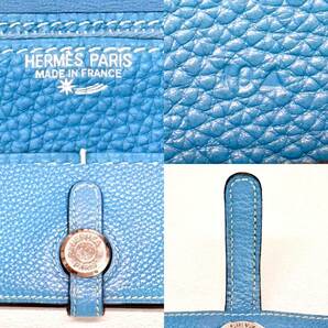 ☆超希少・美品☆ HERMES エルメス ドゴン デュオ（GM ） ブルージーン ☆彡スターマーク☆彡 二つ折り 長財布 メンズ レディースの画像8