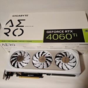 GIGABYTE　GEFORCE RTX 4060 Ti AERO OC 8G　中古美品　白い グラボ　白　4060ti　ギカバイト