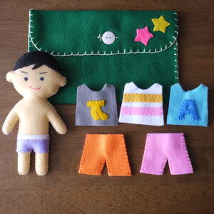  felt. put on . change doll &. one-side attaching pouch man 