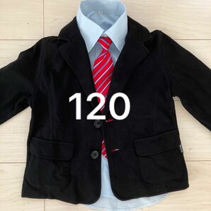 ジャケットとネクタイ、ワイシャツのセット 120 フォーマル 卒業式 卒園式 キッズ 男の子 幼稚園 保育園 入学式 ブラック