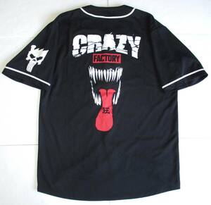 葛西純 プロレス CRAZY FACTORY クレイジーファクトリー クレイジーモンキー CRAZY MONKEY 狂猿 半袖 ベースボールシャツ Tシャツ XL