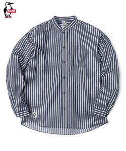 CHUMS Button Front Hurricane Shirt チャムス オーバーサイズド ボタン フロント ハリケーン シャツ ネイビーストライプ CH02-1184／XXL