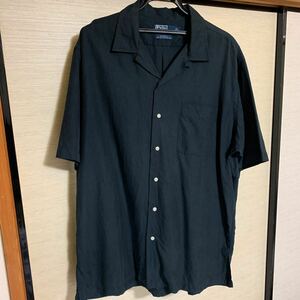 90s Polo Ralph Lauren CALDWELL ポロラルフローレン 黒 ブラック ノーポニー シルクコットン L