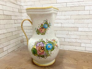  Италия керамика античный Vintage цветок основа большой питчер ваза ваза для цветов Showa Retro высота 51.5.