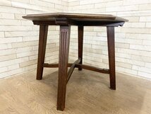 アンティーク サイドテーブル ラウンドテーブル カフェテーブル 八角形テーブル 応接机 コーヒーテーブル 木製_画像2