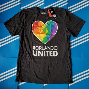 新品　アメリカ正規品　オーランド・シティSC　Adidas　半袖 Tシャツ　サッカー　ブラック　綿　Orlando Love　サイズM