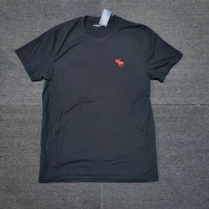 新品　アバクロンビー＆フィッチ　ホワイト　綿　Tee　半袖Tシャツ　A&F 　ブラック　ロゴ　M