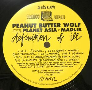 レア 1999 Peanut Butter Wolf / Definition Of Ill Faet Planet Asia + Mad Lib Original US 12 Stones Throw STH 2022 90s 西海岸 絶版