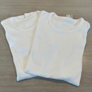 未使用☆無地半袖インナーTシャツ白160サイズ2枚セットアンダーシャツ肌着丸首新入学進級スクール通学