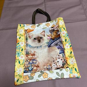 漫画ちっくなねこのトートバッグ ハンドメイド 