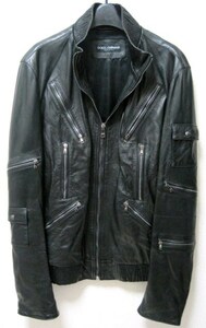 Новый размер 54 Dolce &amp; Gabbana Редкая мультиззековая кожаная куртка из кожа Black Rider -Down Blouson Down Sheep Dolgaba Dolce &amp; Gabbana