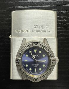 Zippo/ジッポー★BRADFORD.PA./ブラッドフォード ★時計付ライター★オイルライター★現状品★中古★020931