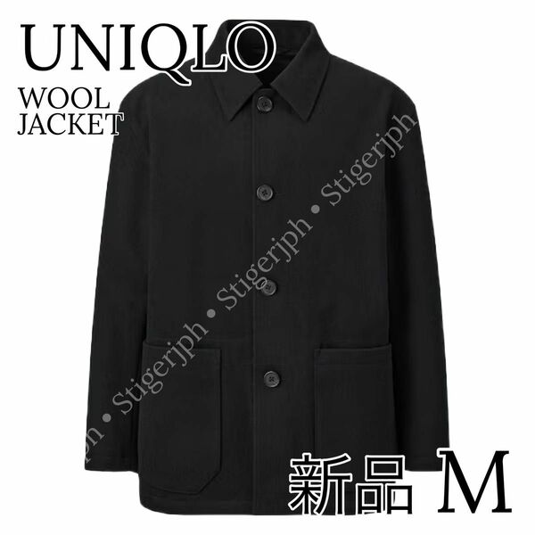 ユニクロ　ウールブレンドシャツジャケット　ブラック　Mサイズ