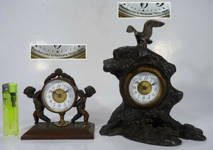 《ＶＰ》日本製 SEIKOSHA 精工舎製 アンティーク 鷹・天使装飾 置時計 ２点まとめて 作動品