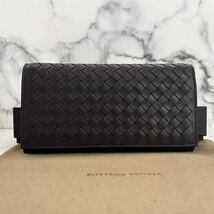 ★【極美品！希少！】 BOTTEGA VENETA ボッテガヴェネタ イントレチャート 二つ折り長財布 ラウンドファスナーダークブラウン 定価7.8万 ★_画像2