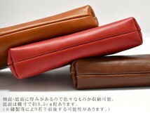 CALF カーフ 本革 レザーポーチ 【Mサイズ レッド red】 日本製 通帳入れ 皮革 小物入れ 皮革 Leather 赤_画像3