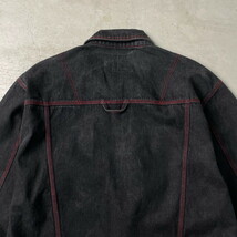 90年代 webs jeans ブラックデニムジャケット レッドステッチ メンズ2XL相当_画像6