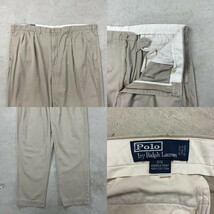 90年代 Polo by Ralph Lauren ポロバイラルフローレン チノパンツ ポロチノ 2タック ANDREW PANT BIG メンズW46B_画像2