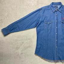 90年代 Wrangler ラングラー デニム ウエスタンシャツ 長袖シャツ メンズXL相当_画像5