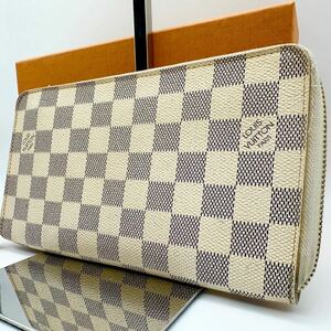 LOUIS VUITTON ルイヴィトン N60012 ダミエアズール ジッピーオーガナイザー ラウンドファスナー 長財布 アイボリー AY0235 ユニセックス