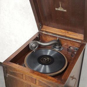 アンティーク蓄音機 ターンテーブル回転可 蓄音器 gramophone レコード アンティーク 当時物 小道具 レトロ インテリア雑貨 【180i3763】の画像2