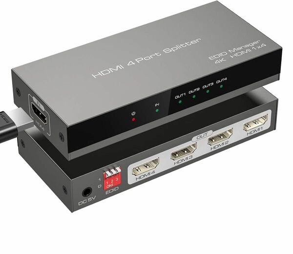 Yukimatu 4出力 HDMI分配器 4K HDMI スプリッター 4画面 同時出力 1入力4出力