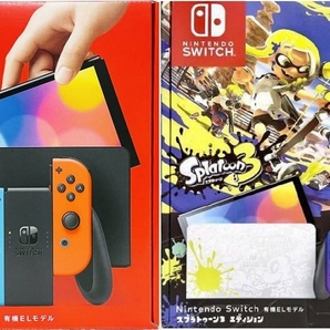 【新品未開封】任天堂 Nintendo Switch 有機ELモデル ネオンブルー+スプラトゥーン3 ２台セット 本体 ニンテンドースイ ッチ【送料無料】