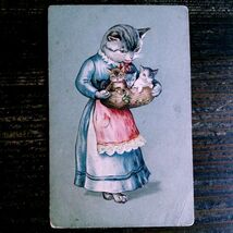 猫(31) W41◆エンボス アンティークポストカード フランス ドイツ ベルギー イタリア イギリス ネコ ねこ 子猫 外国絵葉書 ビンテージ_画像1
