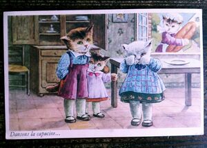 猫(27) W41◆アンティークポストカード フランス ドイツ ベルギー イタリア イギリス ネコ ねこ 子猫 外国絵葉書 ビンテージ