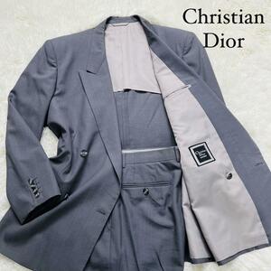 極美品/ウール100％/希少XL/クリスチャンディオール◎Christian Dior カジュアルスーツ セットアップ グレー AB6 L　実寸XL相当