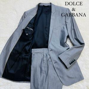 未使用級/シルク//ドルチェ&ガッパーナ◎DOLCE&GABBANA カジュアルスーツ セットアップ 無地 ウール 光沢のあるグレー シルバー 44 S