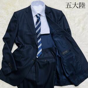 美品/希少XL/カシミヤ/五大陸 ゴタイリク◎gotairiku ビジネス スーツ セットアップ チェック ブラック 黒 ウール AB7 LL