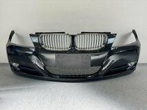 割れ無 後期 BMW 320i E90 LCI 320i 純正 フロントバンパー グリル フォグ付 475 ブラックサファイアM 7143745 15857712 (C4519)_画像1