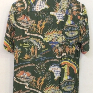 【中古】 WACKO MARIA メンズアロハシャツ L WACKO MARIA/14SS/BRASIL ALOHA SHIRT/L/緑 グリーン/総柄の画像2