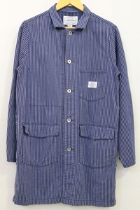 【中古】 NEIGHBORHOOD メンズコート S NEIGHBORHOOD/15AW/DEALER COAT/S/インディゴブルー 藍/ストライプ